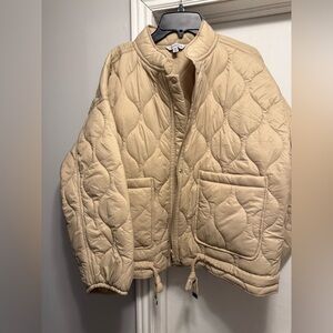 Women's Beige Quilted Puffer Jacket